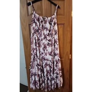 Banana Republic Long Maxi Dress Women XL Tall Pink Floral Cottagecore Coquette